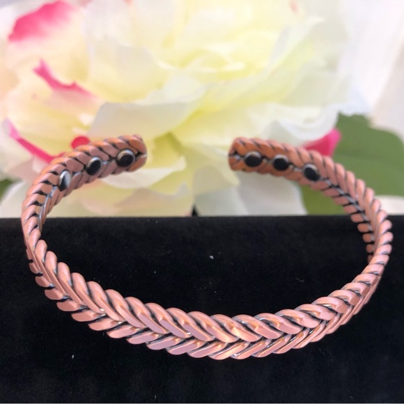 Pure Copper Woven Magnetic Bracelet Energy Cuff Bangle - Picture 2 of 2